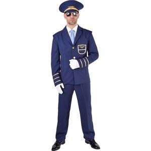 Magic Design Verkleedkostuum Piloot Heren Polyester Blauw Maat L