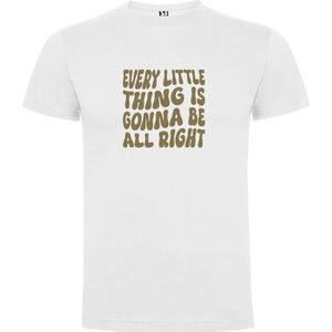 Wit T-Shirt met “Every Little Thing...“ Afbeelding Goud Maat S