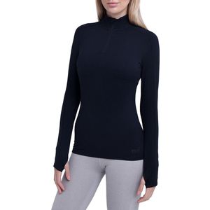 TCA Dames Fusion Sneldrogende Lange Mouw Half-Zip Hardloop Top - Zwart, M
