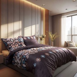 Exclusieve Katoenen Satijnen Dekbedovertrekset 160x200cm Donkerbruin