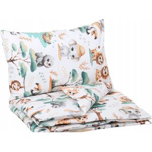 Baby dekbedovertrek 2 delig set -100% Katoen- Schattige Babydieren- 120x90 cm