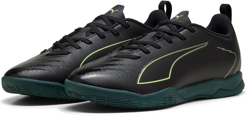 PUMA - Ultra 6 Play - Zaalvoetbalschoenen - Zwart - Donkergroen - Lichtgroen