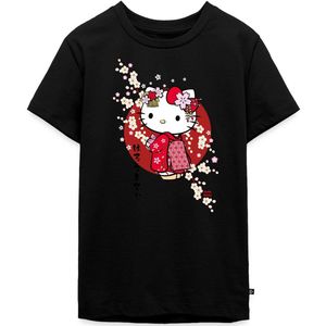 Hello Kitty In Een Rode Kimono En Kersenbloesems Premium T-Shirt Tiener