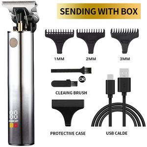 Draadloze tondeuse in retrostijl, draagbare USB-snellaadbare tondeuse, elektrisch scheerapparaat, professionele kapper.