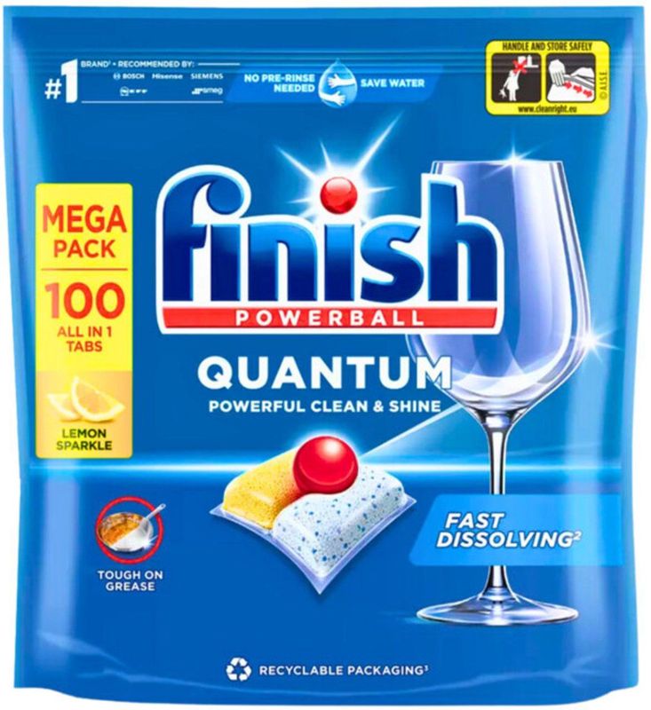 Finish - Quantum All in 1 Lemon - Vaatwastabletten - 100 stuks