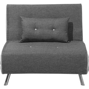 Beliani Farris - Praktische en comfortabele slaapbank in grijs polyester | Verstelbare rugleuning | Gemakkelijk om te bouwen tot bed