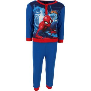 Spiderman pyjama - pyjamaset - blauw - rood - katoen - maat 128 - 8 jaar - in geschenkendoos.