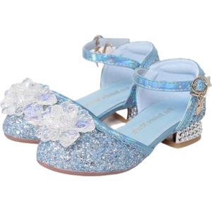 Prinsessen schoenen + Toverstaf meisje + Tiara (Kroon) - Blauw - maat 26 - cadeau meisje - prinsessen schoenen plastic - verkleedschoenen prinses - prinsessen schoenen speelgoed - hakschoenen meisje