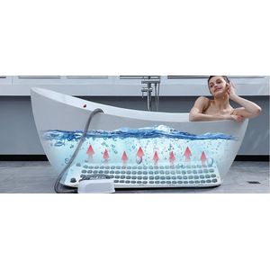 Luxe Opblaasbare Massage Badmat met 9 Massagestanden, Antislip & Afstandsbediening – Bubbelbad Hydromassage Mat met Kussen voor Volledige Lichaamsontspanning – Bad Spa Massage Systeem