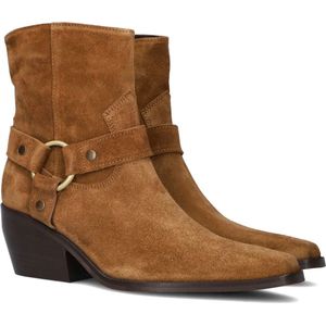 Notre-V Al334 Enkellaarsjes - Enkelboots met rits - Dames - Cognac - Maat 39