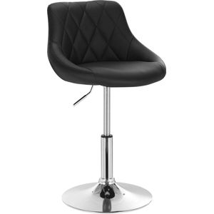 Néos® Barkrukken - Lounge Gestoffeerde Stoelen met Rugleuning - Draaibaar/Verstelbare Hoogte - Kunstleer/Metaal - Zwart - 47x37x66-82cm