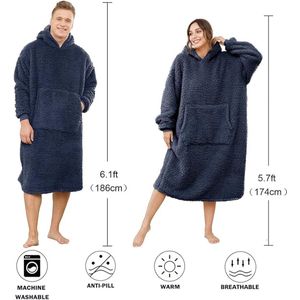 lange comfortabele sherpa-deken sweatshirt Ruige trui pluche warme gezellige deken één maat past iedereen,Unisex oversized draagbare deken hoodie voor vrouwen mannen