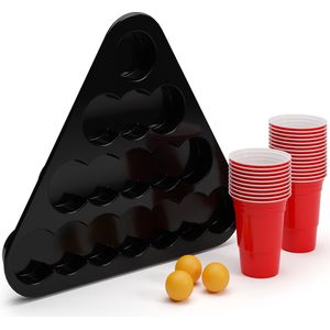 Andrews Red Beer Cups Rack Set 2 bekerhouders 3 ballen en spelregels