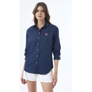 Felix Hardy - Overhemd - Navy - Oversize Blouse - Poplin Katoen - Lange Mouw Dames