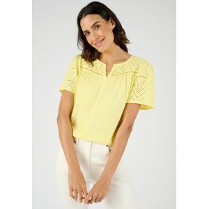 Damart - T-shirt met Engels borduurwerk van zuiver katoen - Dames - Geel - XS