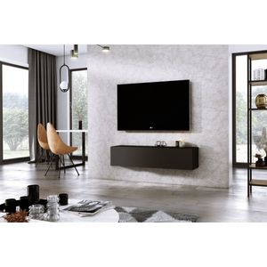 Meubel Square - TV meubel DIAMOND - Mat Zwart - 120cm - Hangend TV Kast