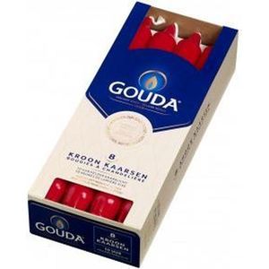 Gouda kroonkaarsen rood 2 dozen a 8 stuks