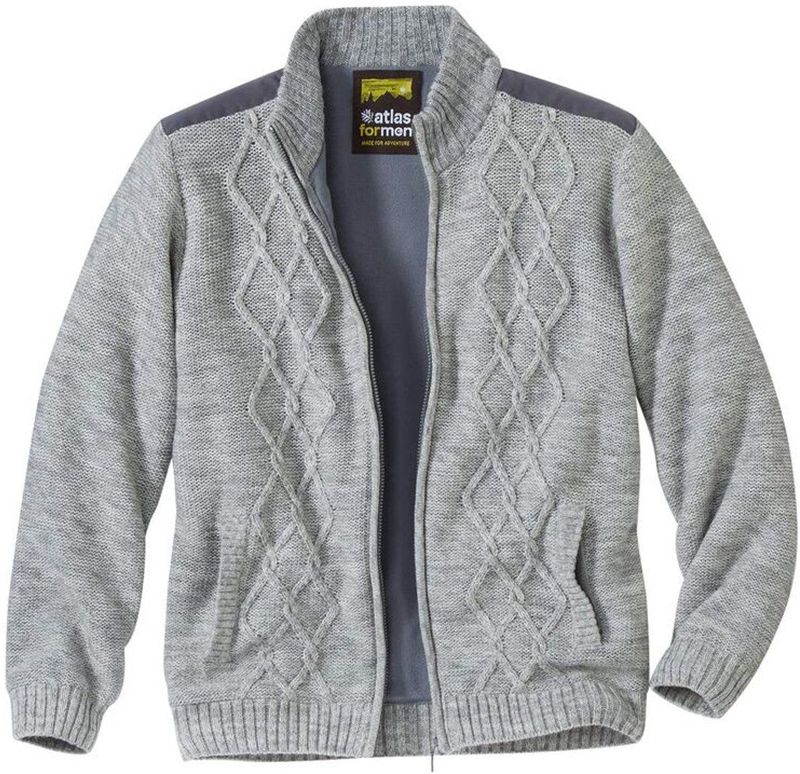 ATLAS FOR MEN - Gebreid vest met fleecevoering - Heren - Verkrijgbaar in grote maten - 4XL