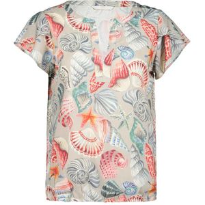 DIDI Dames Blouse S/S Flare in Feather grey with Ocean Treasure maat 42