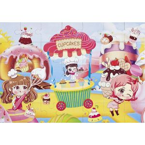 kinderpuzzel thema cupcakes - legpuzzel - 35 puzzelstukjes | afmeting: 46 CM x 32 CM