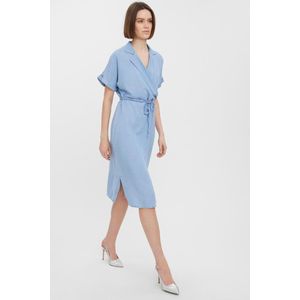 Vero Moda Jurk Vmliliana Ss Wrap Utility Calf Dres 10260996 Light Blue Denim Dames Maat - S