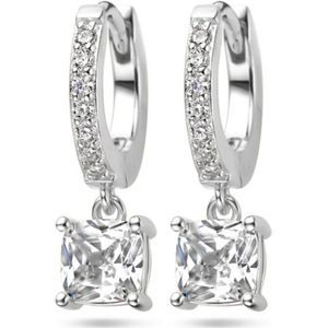 Zilver - Gerhodineerde Klapoorringen - Zirkonia - 17 mm