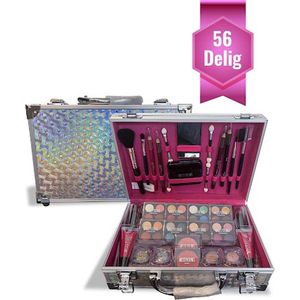 Luxe Make Up Koffer 56 Delig - Zilver - Make Up Koffer Met Inhoud - Make Up Koffer Meisjes - Make Up Koffer Kinderen - Make Up Set Voor Meisjes
