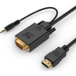 HDMI naar VGA + 3,5mm Jack kabel / zwart - 1,8 meter