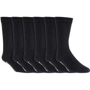 Wollen sokken | Extra wijd | Vochtregulerend | Kleur: Zwart | Maat: Diverse maten | 6 paar