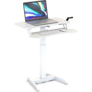 Worktrainer - Updesk High Handslinger - Hoogte 72-122 cm - Breedte 80 cm - Klein Zit-Sta Bureau - In hoogte verstelbaar Bureau - Wit