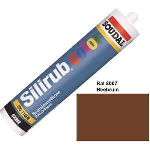 Soudal Silirub Color - Siliconekit - Montagekit - Ook voor sanitaire ruimten - koker 310 ml - RAL 8007 - Reebruin