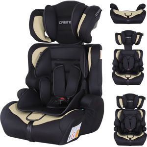 Cabino Autostoel i-Size - Groep 1/2/3 (76 - 150 cm) - Gordel - Zwart/Beige