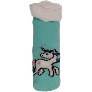gevoerde sokken Eenhoorn Mint huissokken met antislip mt 22-26