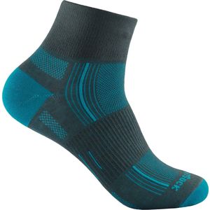 Wrightsock Stride Quarter - Lichtgrijs/Turquoise - 34-37