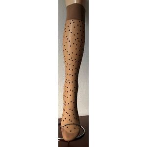 Pretty Polly Kniekousje - Dames kniekousje - Nopjes - Fashion - 15 Den. - One Size - Beige/Zwart