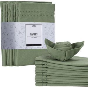JEMIDI - Set van 12 - Katoenen Servetten - Groen - 40 x 40 cm - 100 procent katoen