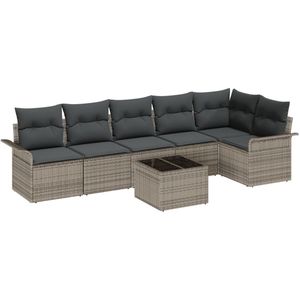 vidaXL - Tuin - Sofa - Set - Set - van - 7 - Grijs - Polyethyleen - Rattan - Tuin - Sofa - Set