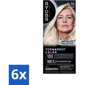 6 x SYOSS - Coloration 12-53 Platinum Pearl - Haarverf - Grijsdekking - Vermindert Haarbreuk - Permanente Haarkleur - Haarkleur Grijsdekking - Haarkleur SYOSS - Professionele Haarkleur - Haarkleur 100 Dagen