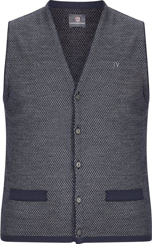 TANE - Gebreide Bodywarmer - Marineblauw - Grijs