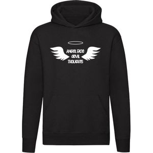 Angel face devil thoughts Hoodie - engel - duivel - halloween - humor - grappig - unisex - trui - sweater - capuchon