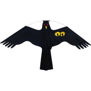 HIXA Duivenverjager - Vogelverjager - Kraai - Losse Vlieger - Kite Hawk - Vogelverschrikker - 4 meter - Polyester - Zwart
