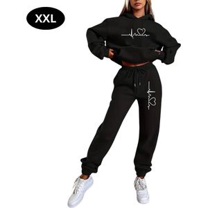 Nivard Joggingpak Dames - Huispak - Volwassenen - Trainingspak - Comfortabel - Jogging Pak - Joggingsbroek - Zwart - S