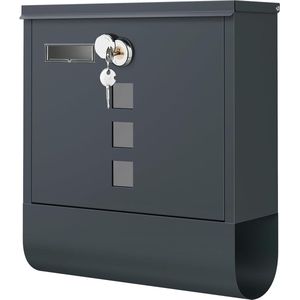 Wall Letterbox with Copper Lock Cylinder - Easy Installation and Newspaper Compartment - Anthracite GMB20AG
