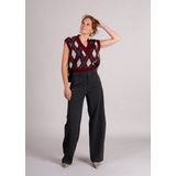 Co Couture - RowCC Check Vest - Bordeaux - Mouwloos Model - Argyle Ruitpatroon