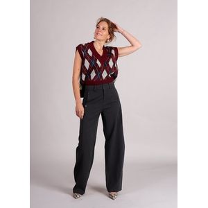 Co Couture - RowCC Check Vest - Bordeaux - Mouwloos Model - Argyle Ruitpatroon