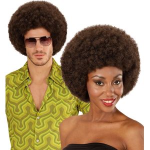 Widmann - Jungle & Afrika Kostuum - Pruik Afro Droomhaar Jackson - Bruin - Carnavalskleding - Verkleedkleding