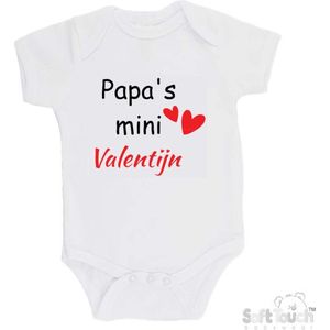 100@ katoenen Romper ""Papa's mini Valentijn"" Unisex Katoen Wit/zwart/rood Maat 62/68