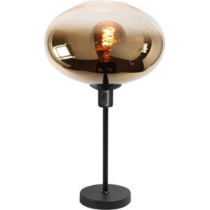 Moderne tafellamp Bellini | 1 lichts | amber / goud / zwart | glas / metaal | Ø 15 cm voet | 53 cm hoog | tafellamp / bureaulamp | modern / sfeervol design