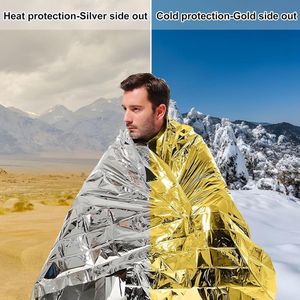 12 stuks goud en zilver 210 x 160 cm reddingsdeken nooddeken scheurvast waterdicht aluminium thermische warmtedeken verbanddoos voor auto eerste hulp camping