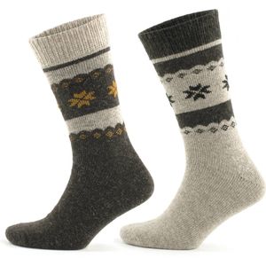 GoWith Alpaca Wollen Sokken-2 paar-Thermosokken en Huissokken-Beige en Bruin-Maat 39-42